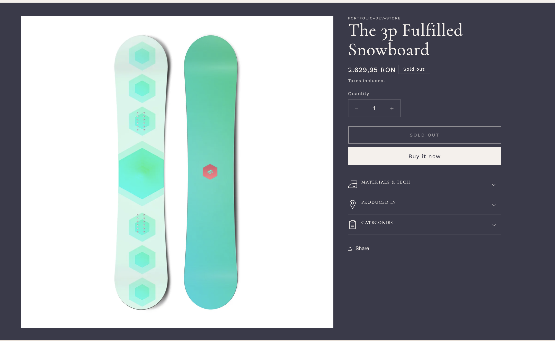 Product page before — no custom content